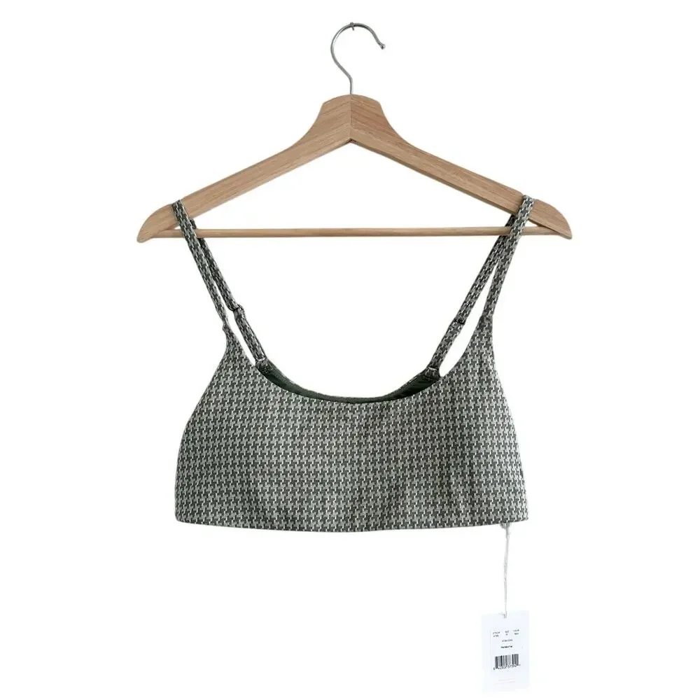 Andie Swim the Maui Houndstooth Bikini Top in Seagrass M NWT